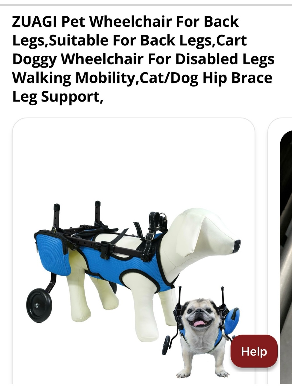 New Small Dog Wheelchair for Rear Leg Support